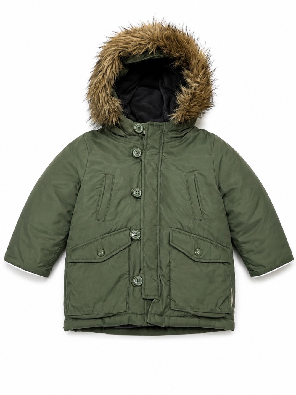 Baby Gap ColdControl UltraMax Faux Fur Coat Desert Cactus Green 18-24M PrimaLoft
